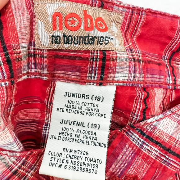 Y2K No Boundaries Shorts Red Plaid Size 19 Juniors Skater Indie Grunge Preppy - Picture 3 of 4